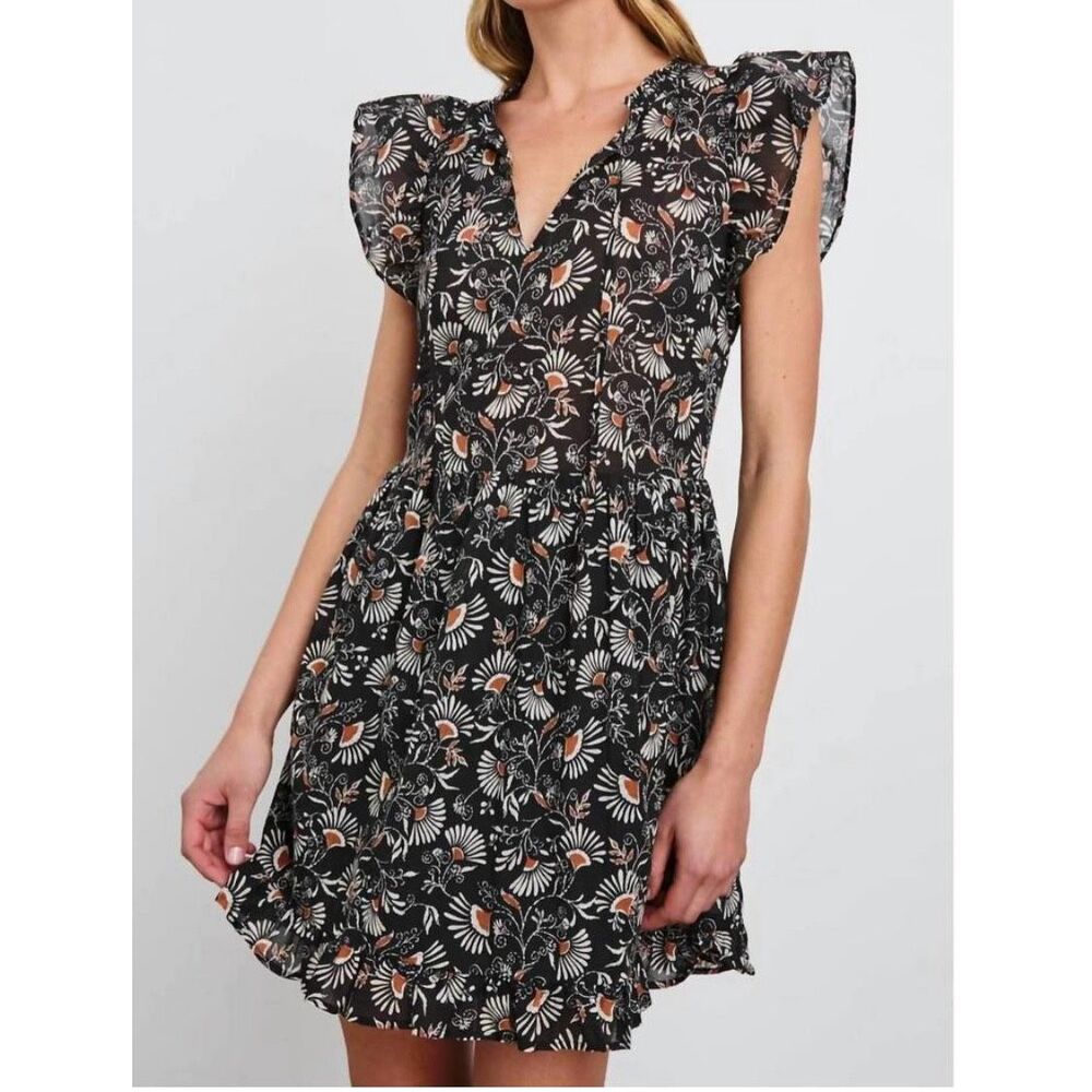 Rails Cassia Zinnia Midi Dress With Ruffles 100% Cotton Size S NWT
